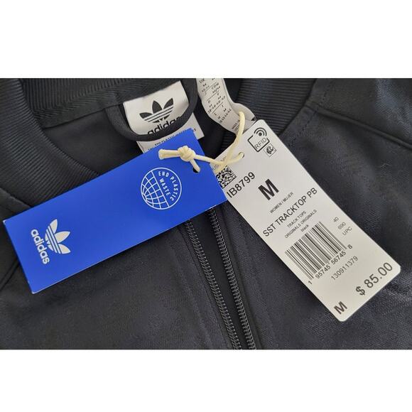 Adidas Jacket Womens Medium Monogram Black Track Jacket Athletic  NWT $85 Retail - Picture 9 of 9
